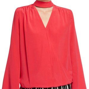 Trina Turk Fresco Front Cutout 100% Silk Blouse